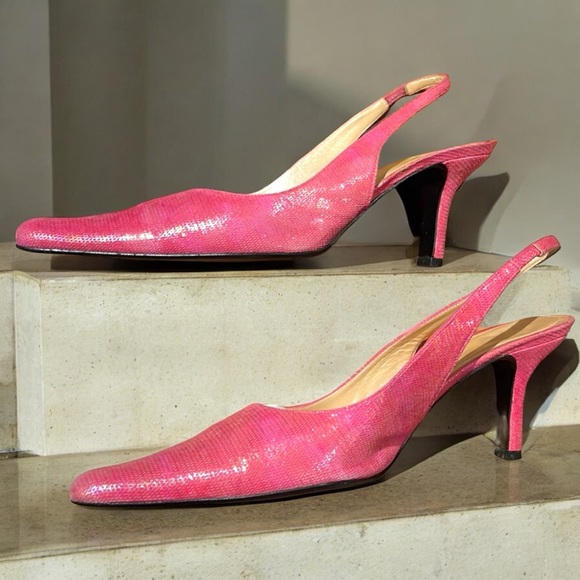 Paul Melian Made in Spain Women’s Cleo Fuchsia Leather Closed Toe Slingback Heel - Picture 8 of 16